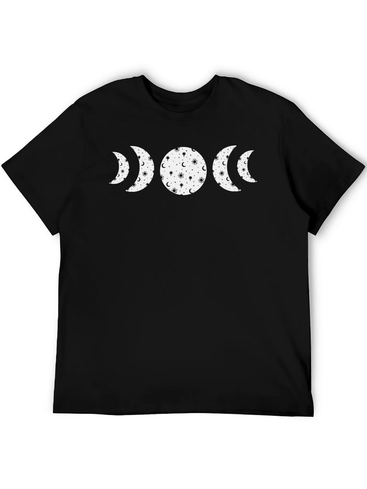 Celestial Moon Phase Graphic Tee - Black Cotton product image 5