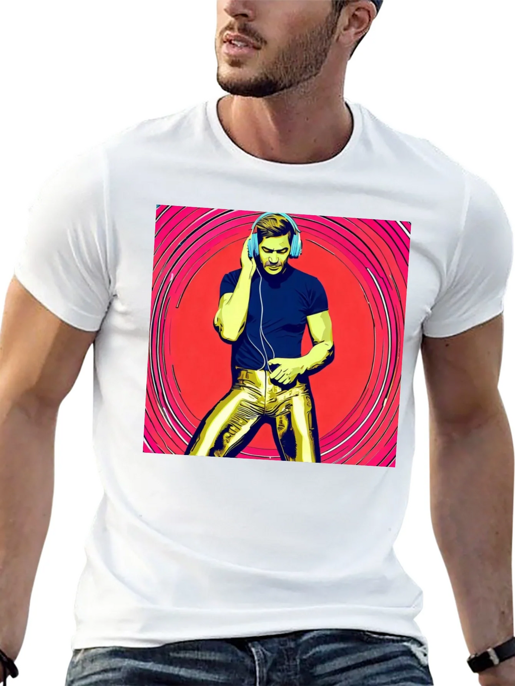 Retro Grooves T-Shirt - Musical Man in Gold Pants product image 12