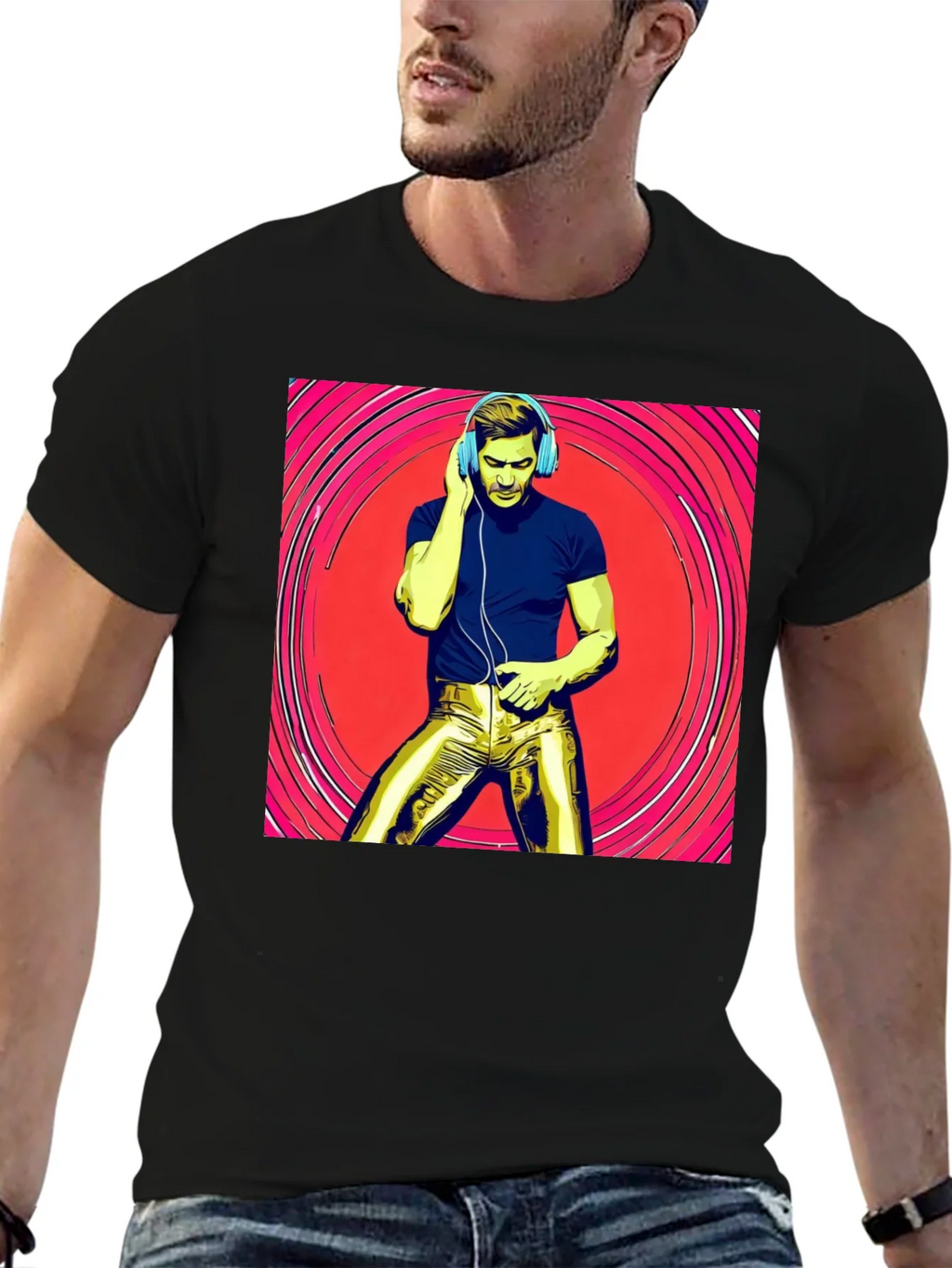 Retro Grooves T-Shirt - Musical Man in Gold Pants product image 6