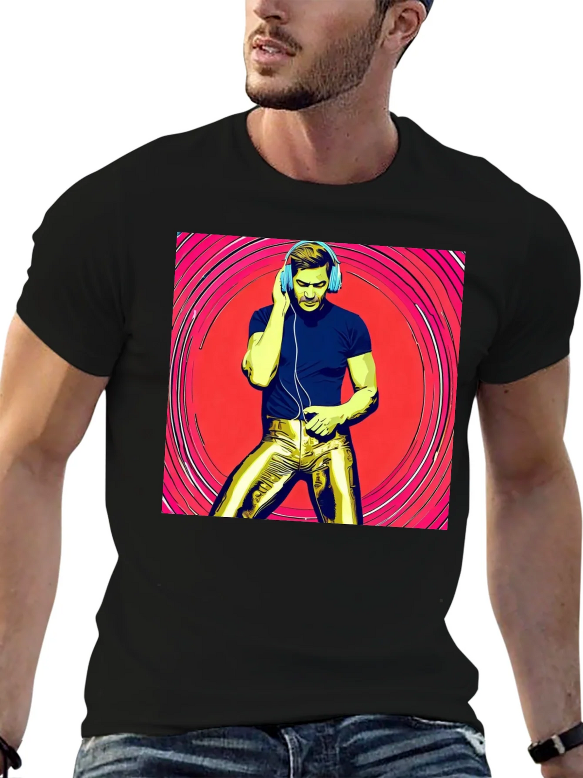 Retro Grooves T-Shirt - Musical Man in Gold Pants product image 6