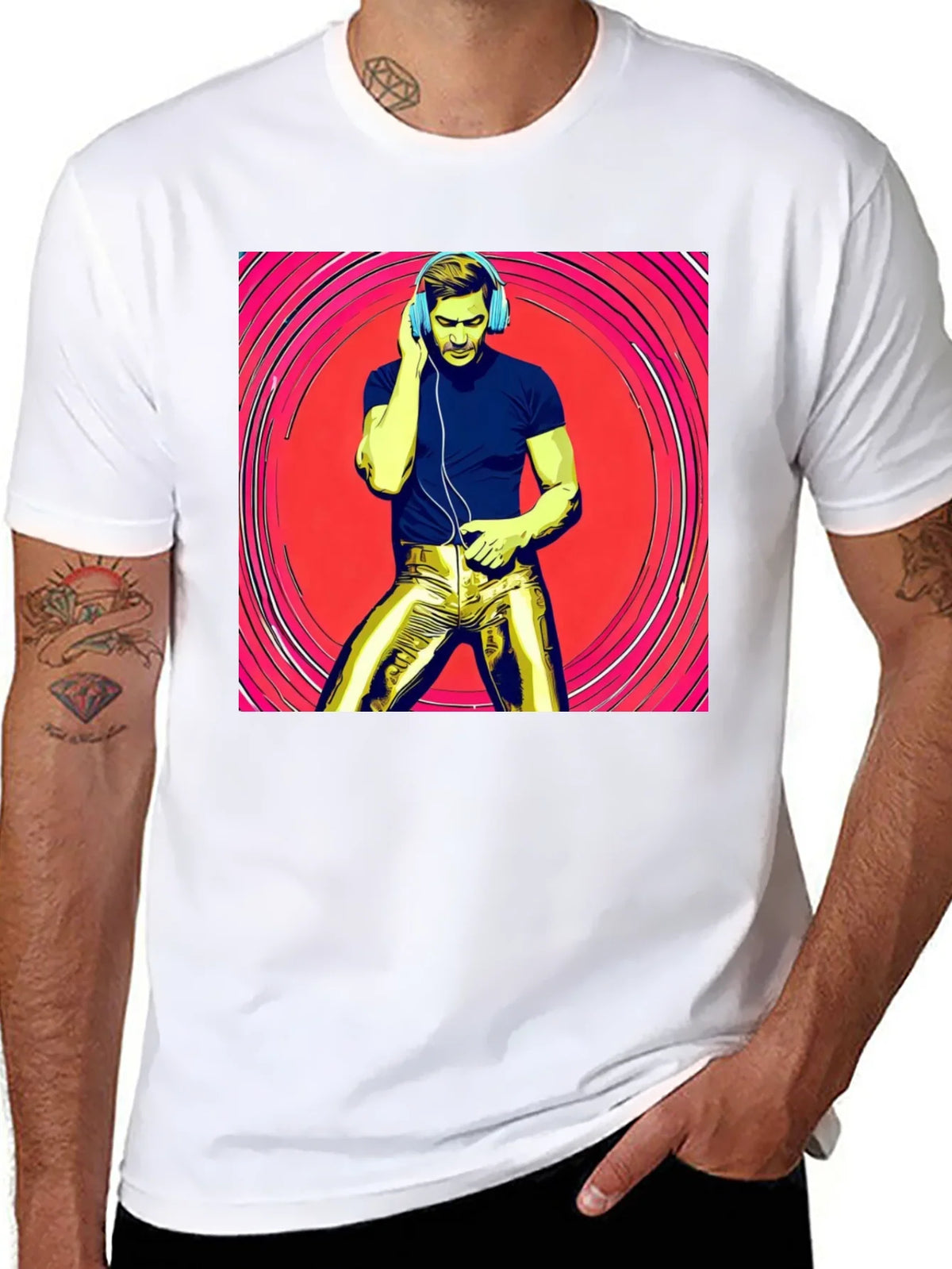Retro Grooves T-Shirt - Musical Man in Gold Pants product image 7