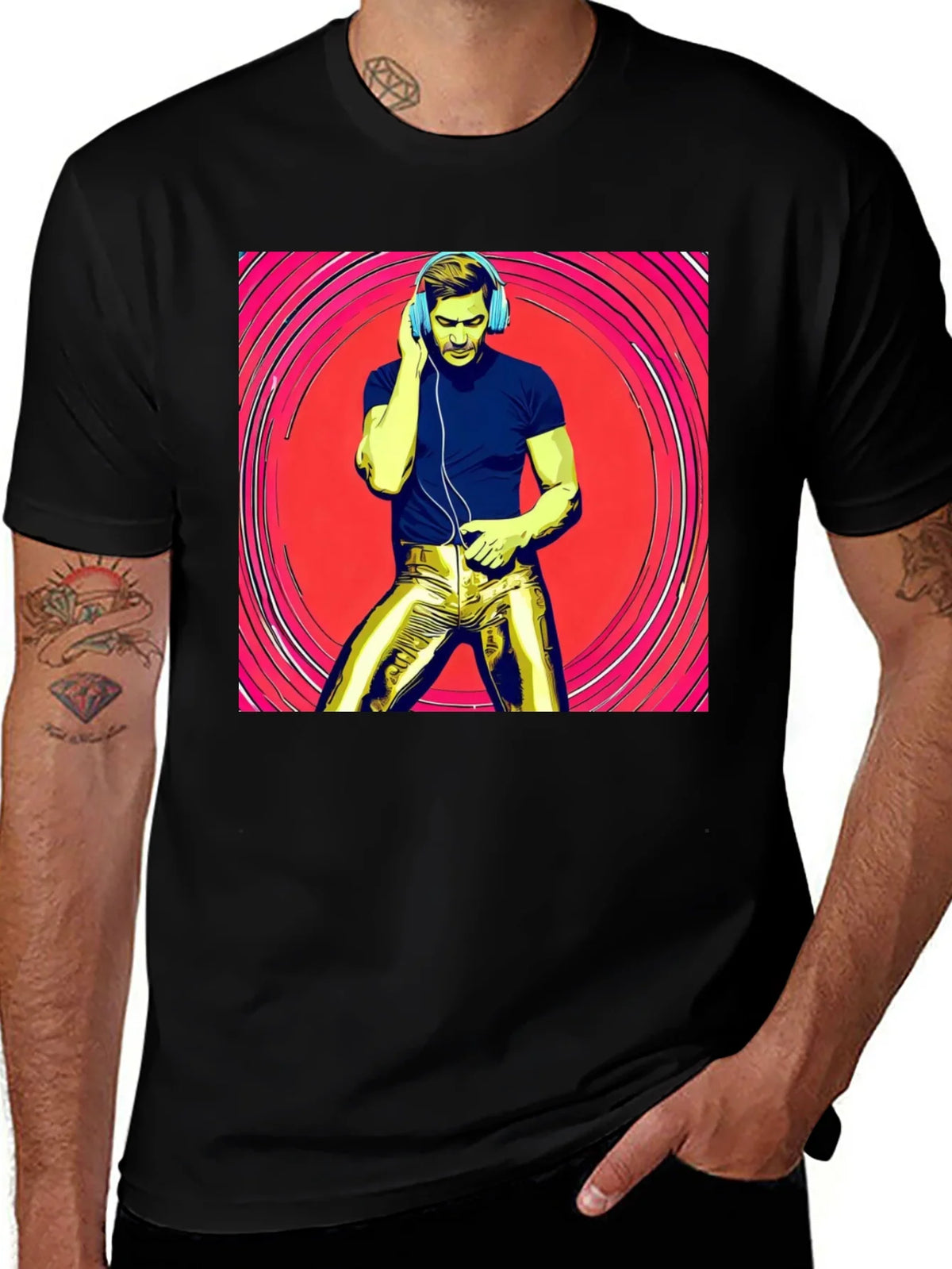 Retro Grooves T-Shirt - Musical Man in Gold Pants product image 1