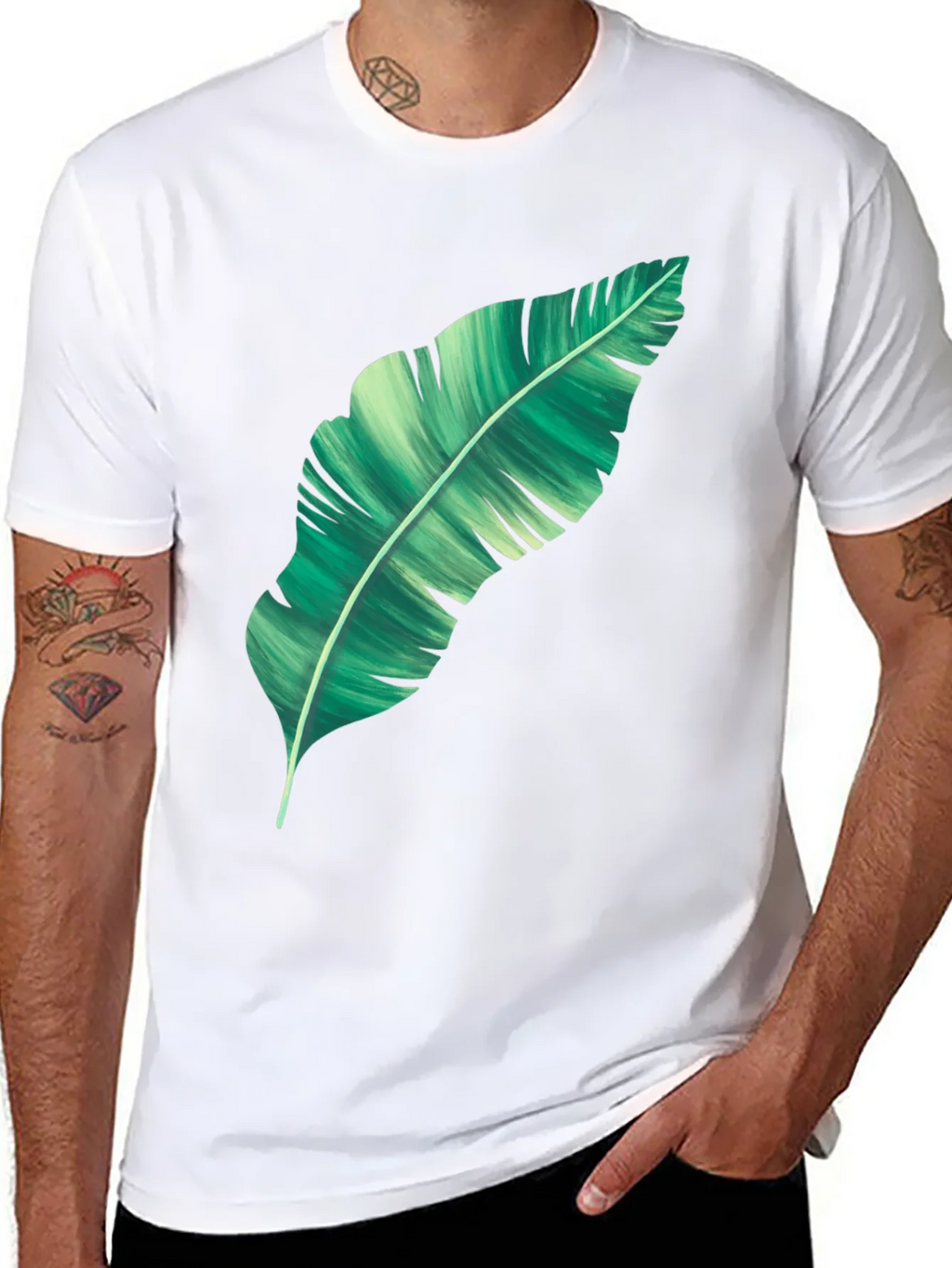 Banana Leaf Graphic Print Black T-Shirt product image 7