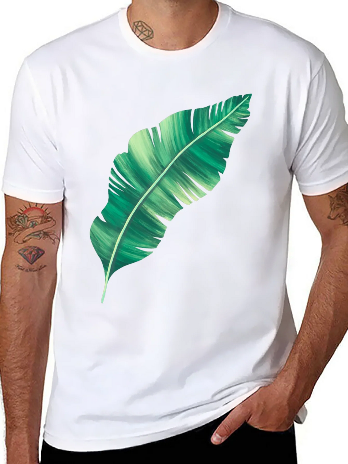 Banana Leaf Graphic Print Black T-Shirt product image 7