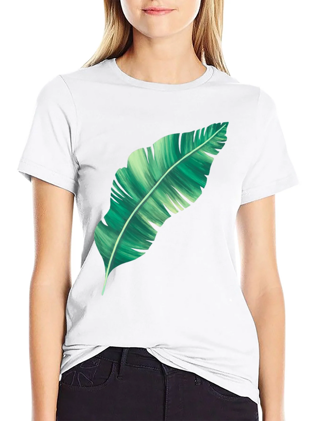 Banana Leaf Graphic Print Black T-Shirt product image 8