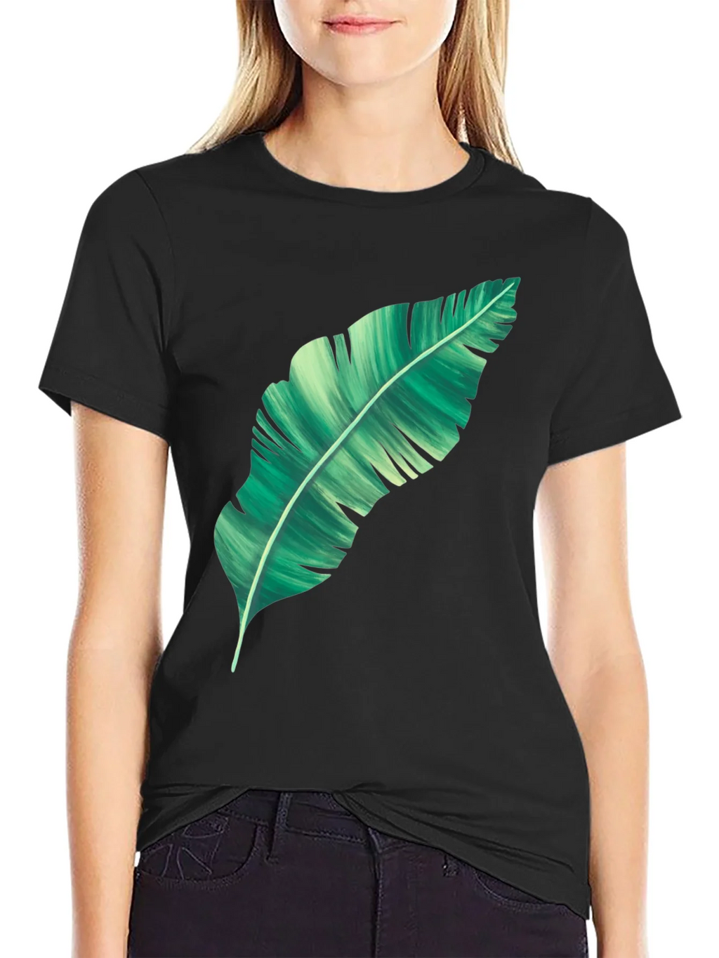 Banana Leaf Graphic Print Black T-Shirt product image 2