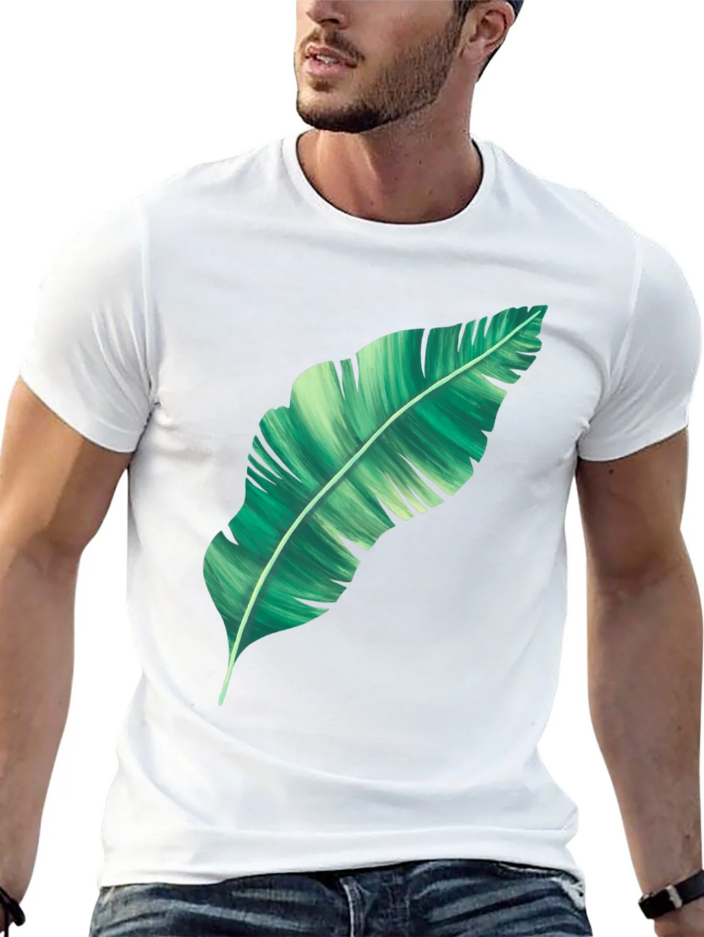 Banana Leaf Graphic Print Black T-Shirt product image 12