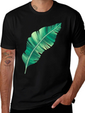 Banana Leaf Graphic Print Black T-Shirt product image 1