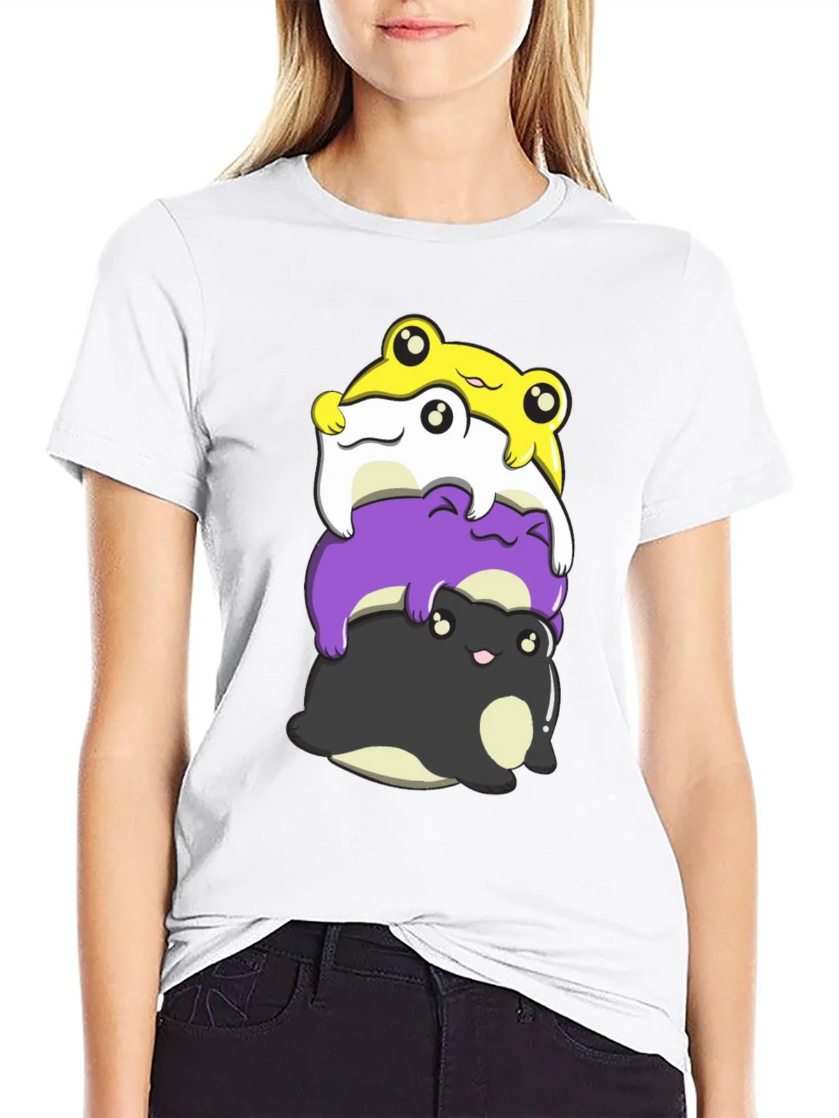 Stacked Frog Nonbinary Pride T-Shirt product image 8