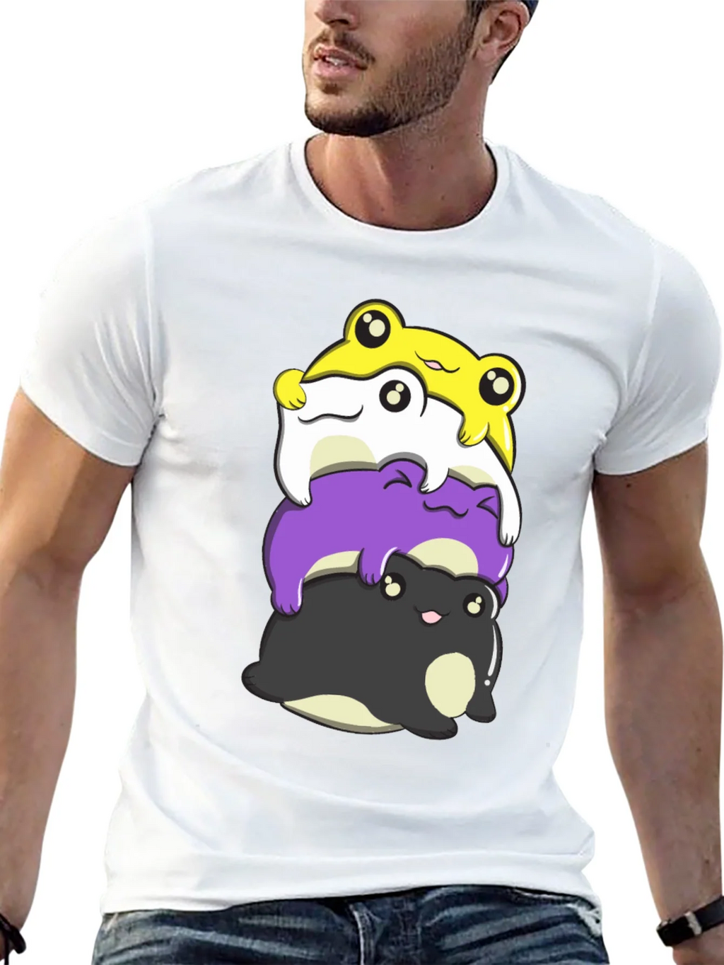 Stacked Frog Nonbinary Pride T-Shirt product image 12