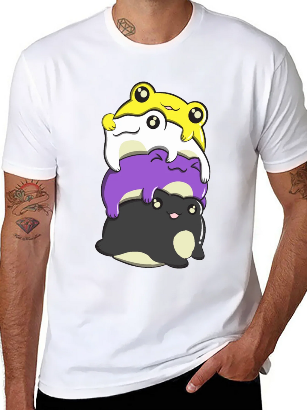 Stacked Frog Nonbinary Pride T-Shirt product image 7