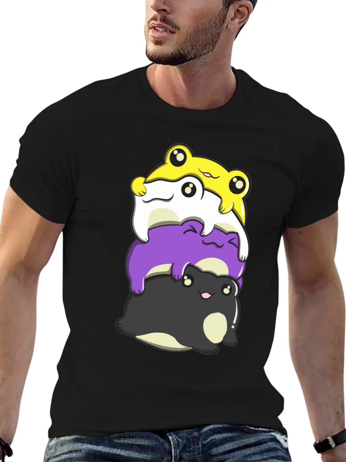 Stacked Frog Nonbinary Pride T-Shirt product image 6