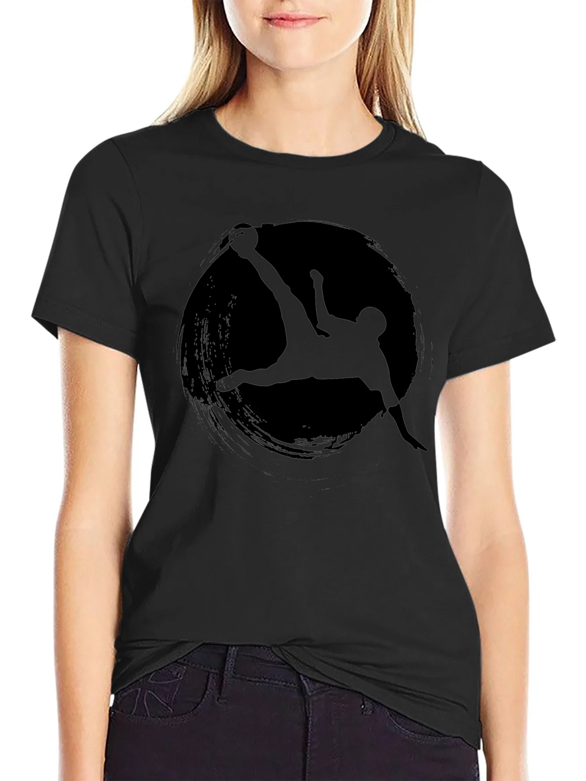 Soccer Silhouette Graphic Tee - Black Cotton T-Shirt product image 2