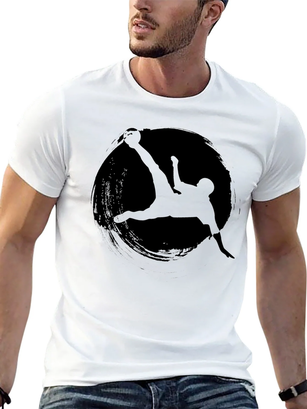 Soccer Silhouette Graphic Tee - Black Cotton T-Shirt product image 12