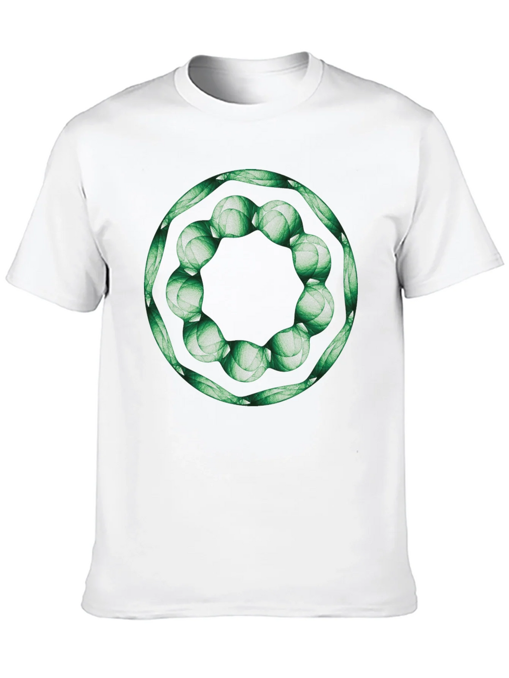 Geometric Green Floral Ring Black T-Shirt
