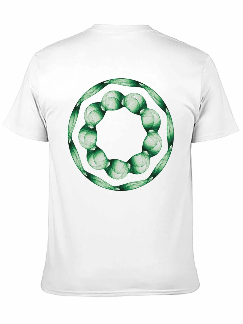 Geometric Green Floral Ring Black T-Shirt