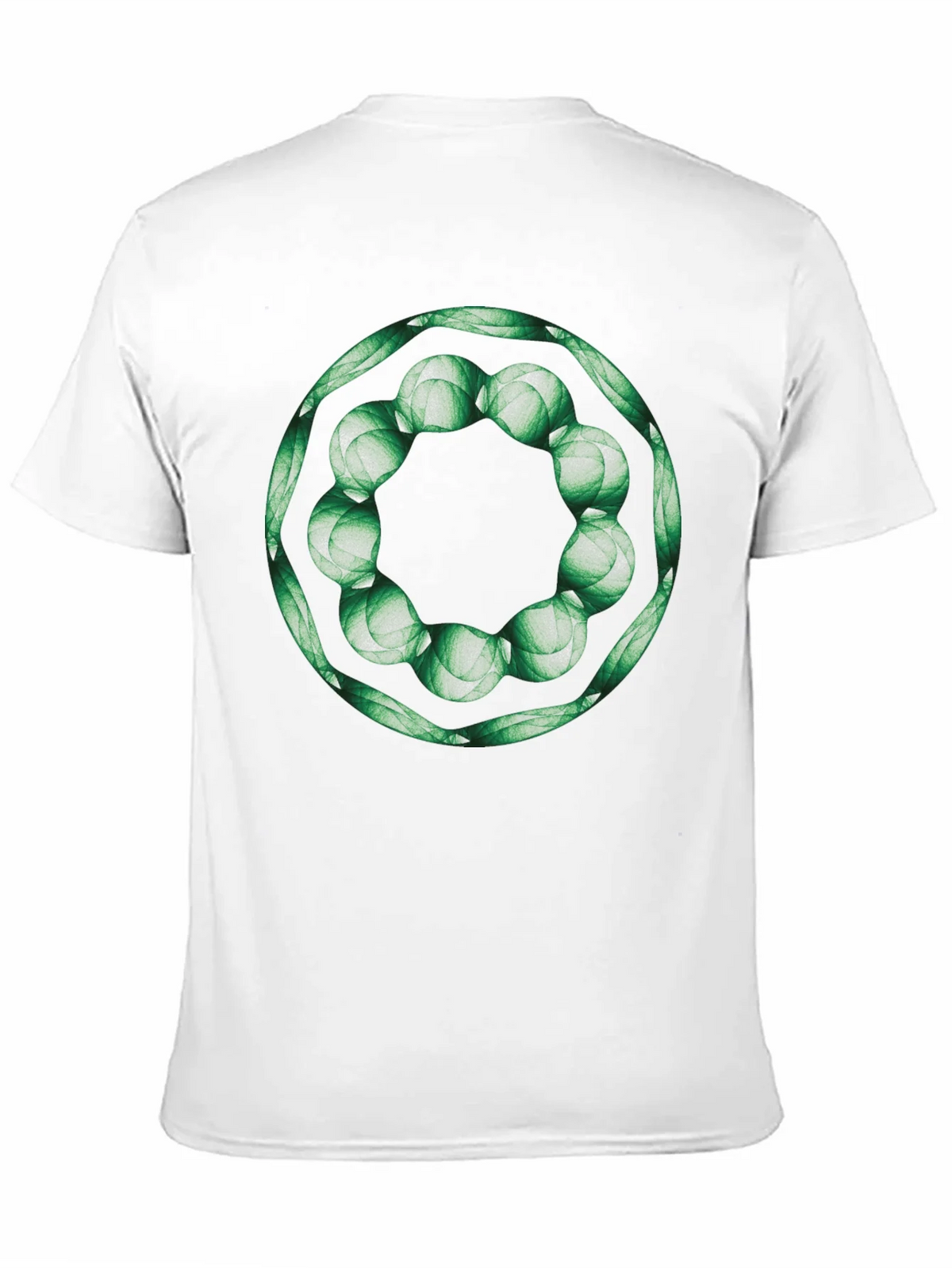 Geometric Green Floral Ring Black T-Shirt