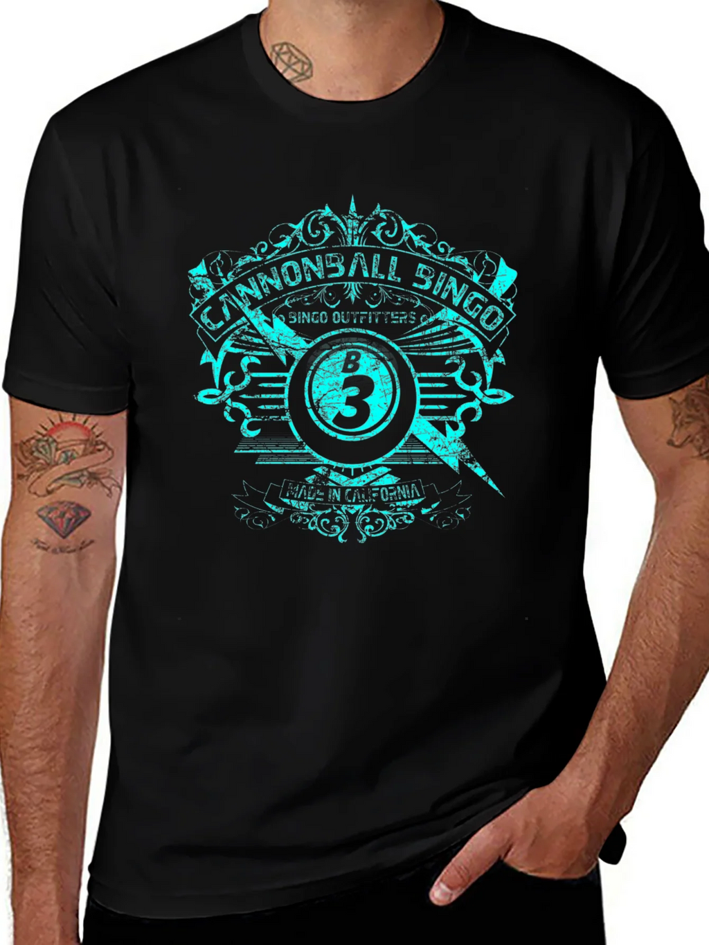 Cannonball Bingo Black T-Shirt with Graphic Design product image 1