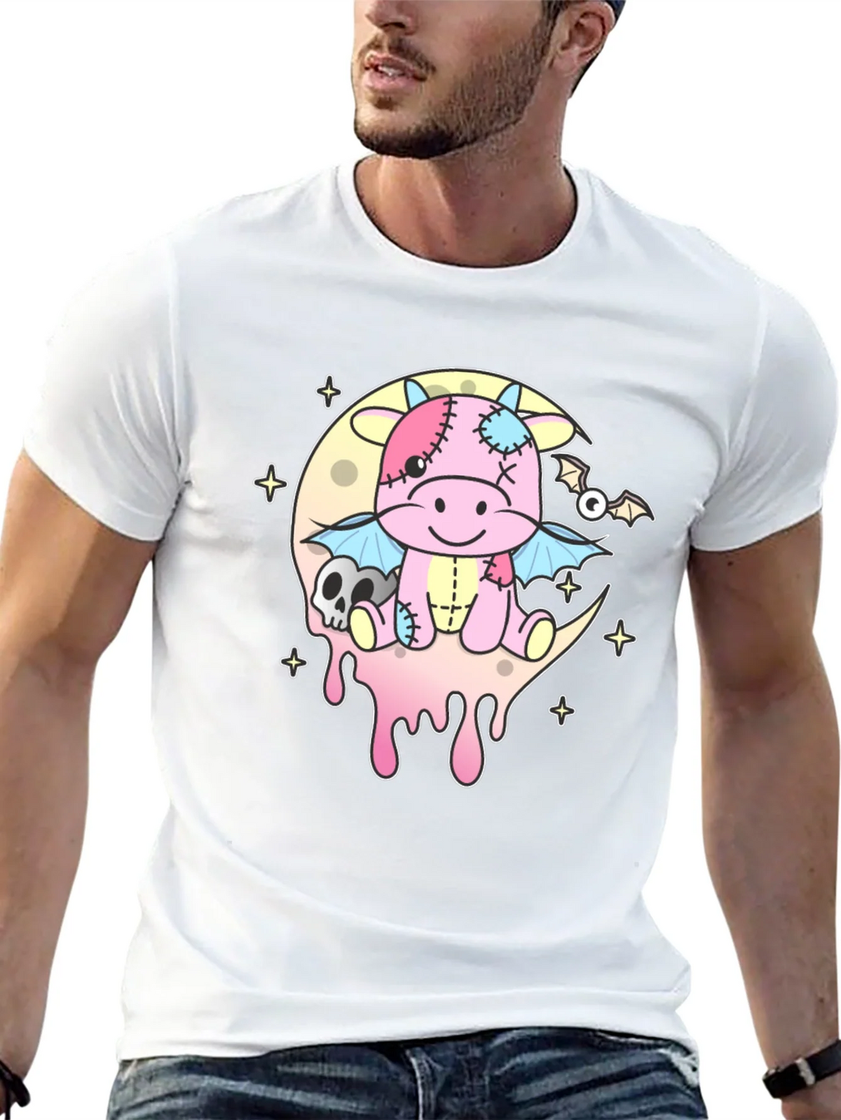 Pastel Goth Dragon Cow Graphic Tee - Kawaii Creepy Cute product image 12