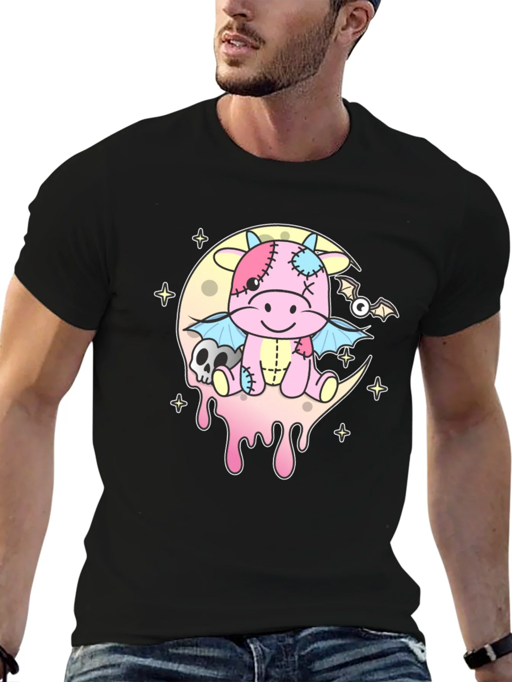 Pastel Goth Dragon Cow Graphic Tee - Kawaii Creepy Cute product image 6