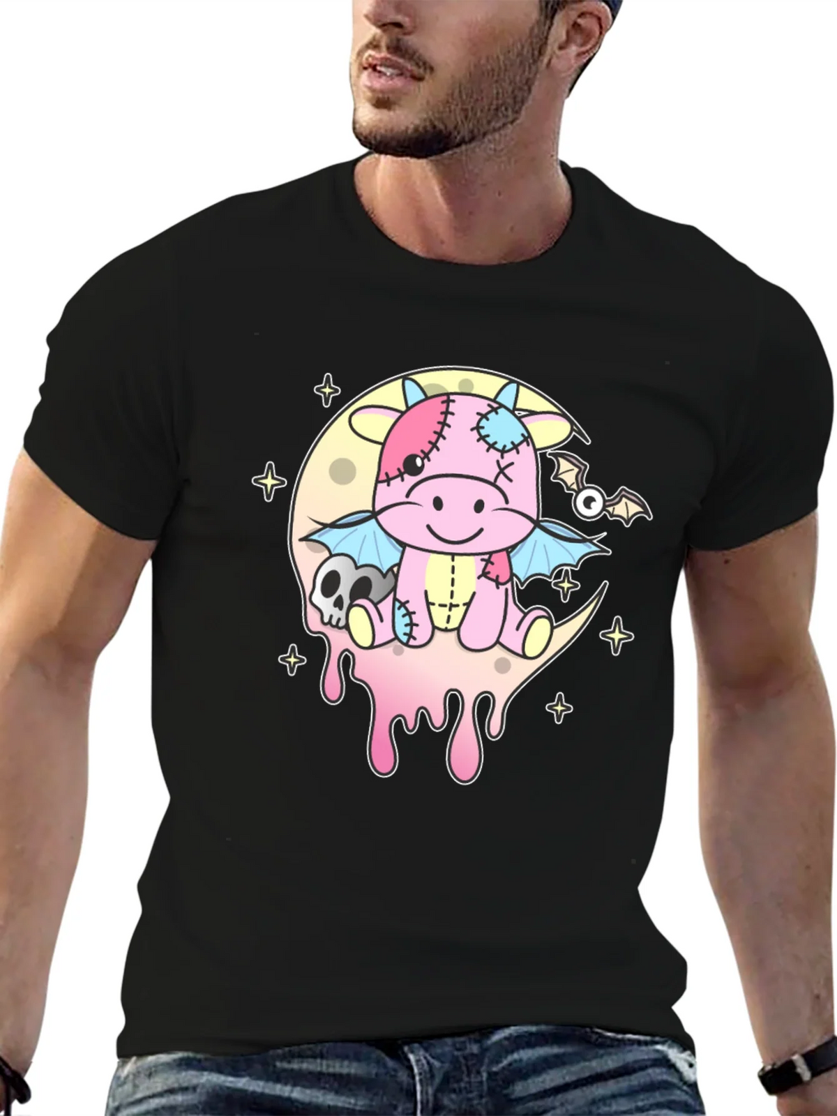 Pastel Goth Dragon Cow Graphic Tee - Kawaii Creepy Cute product image 6