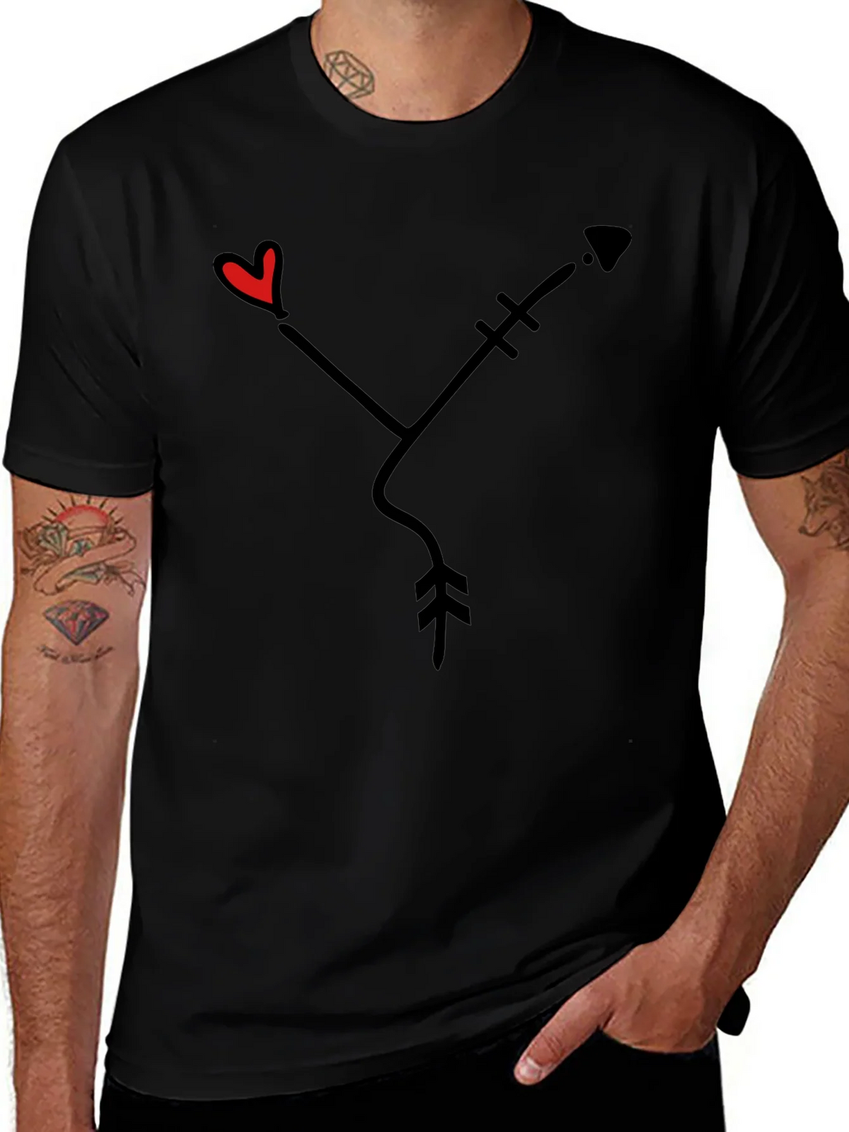 Heart Arrow Graphic Tee - Black Casual Shirt product image 1