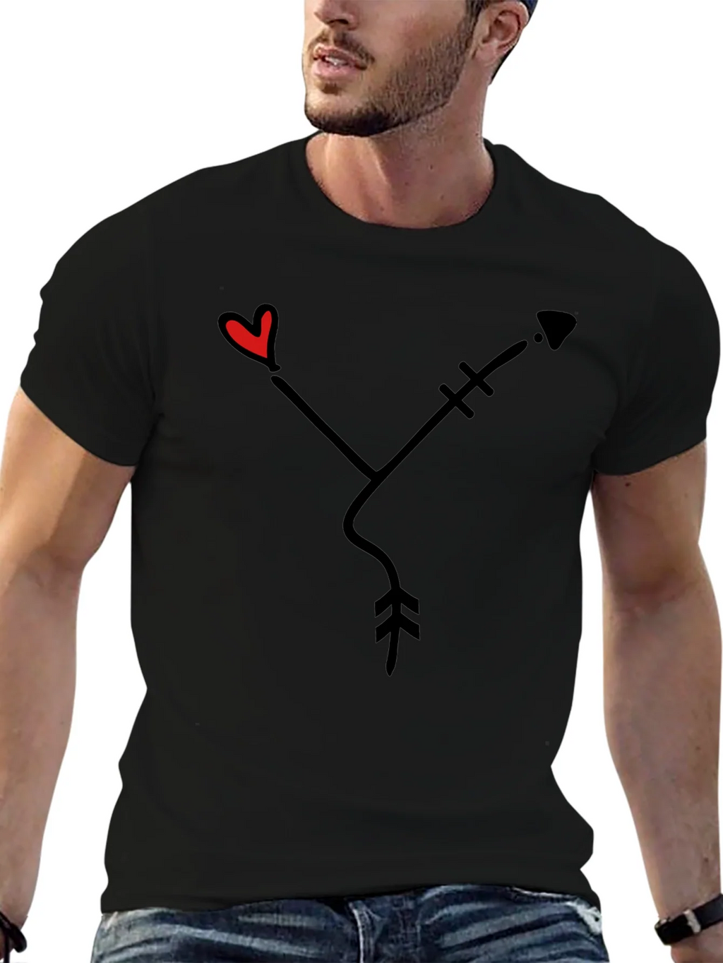 Heart Arrow Graphic Tee - Black Casual Shirt product image 6