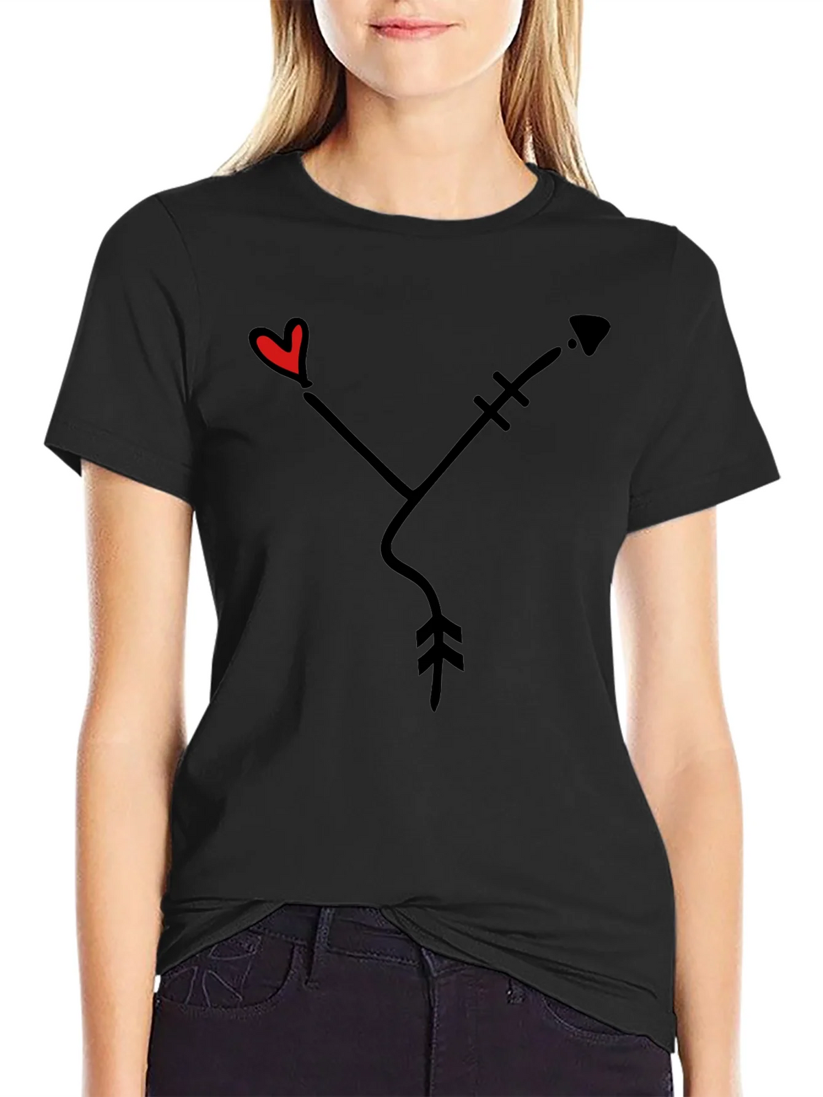 Heart Arrow Graphic Tee - Black Casual Shirt product image 2