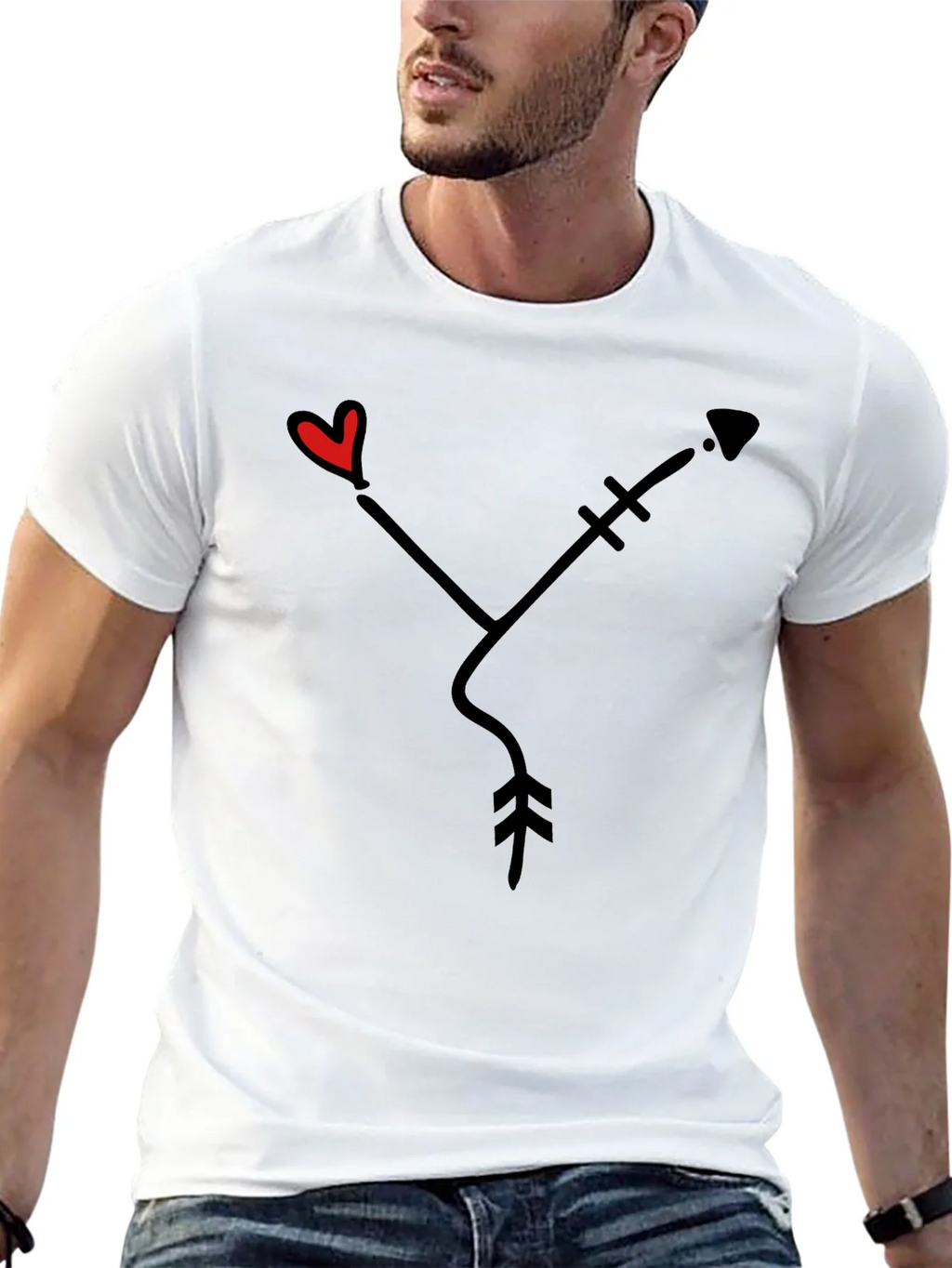 Heart Arrow Graphic Tee - Black Casual Shirt product image 12