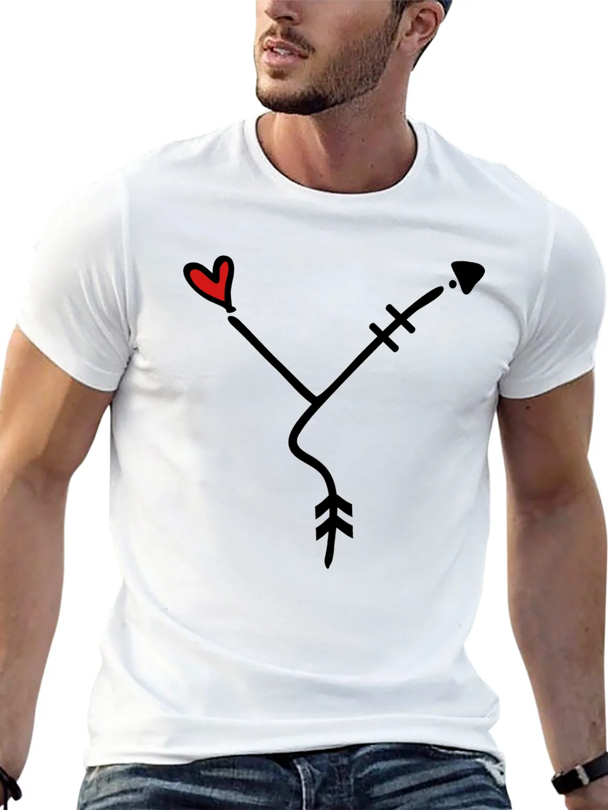 Heart Arrow Graphic Tee - Black Casual Shirt product image 12
