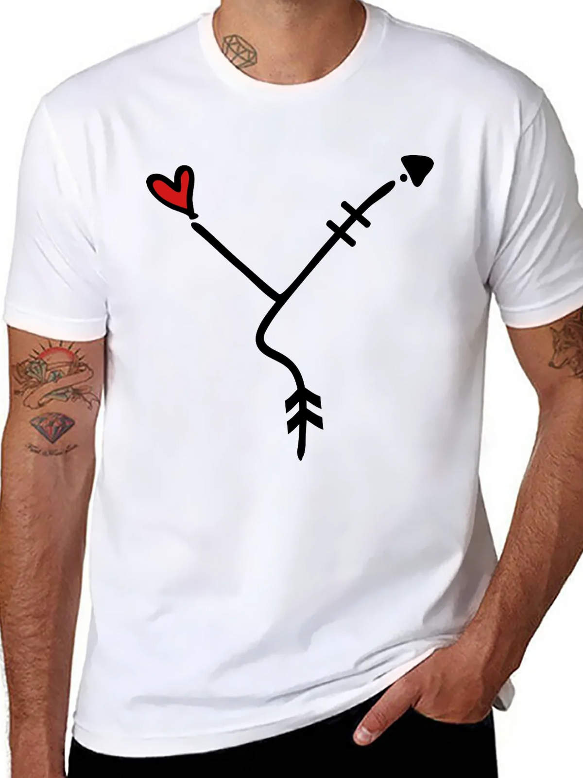 Heart Arrow Graphic Tee - Black Casual Shirt product image 7