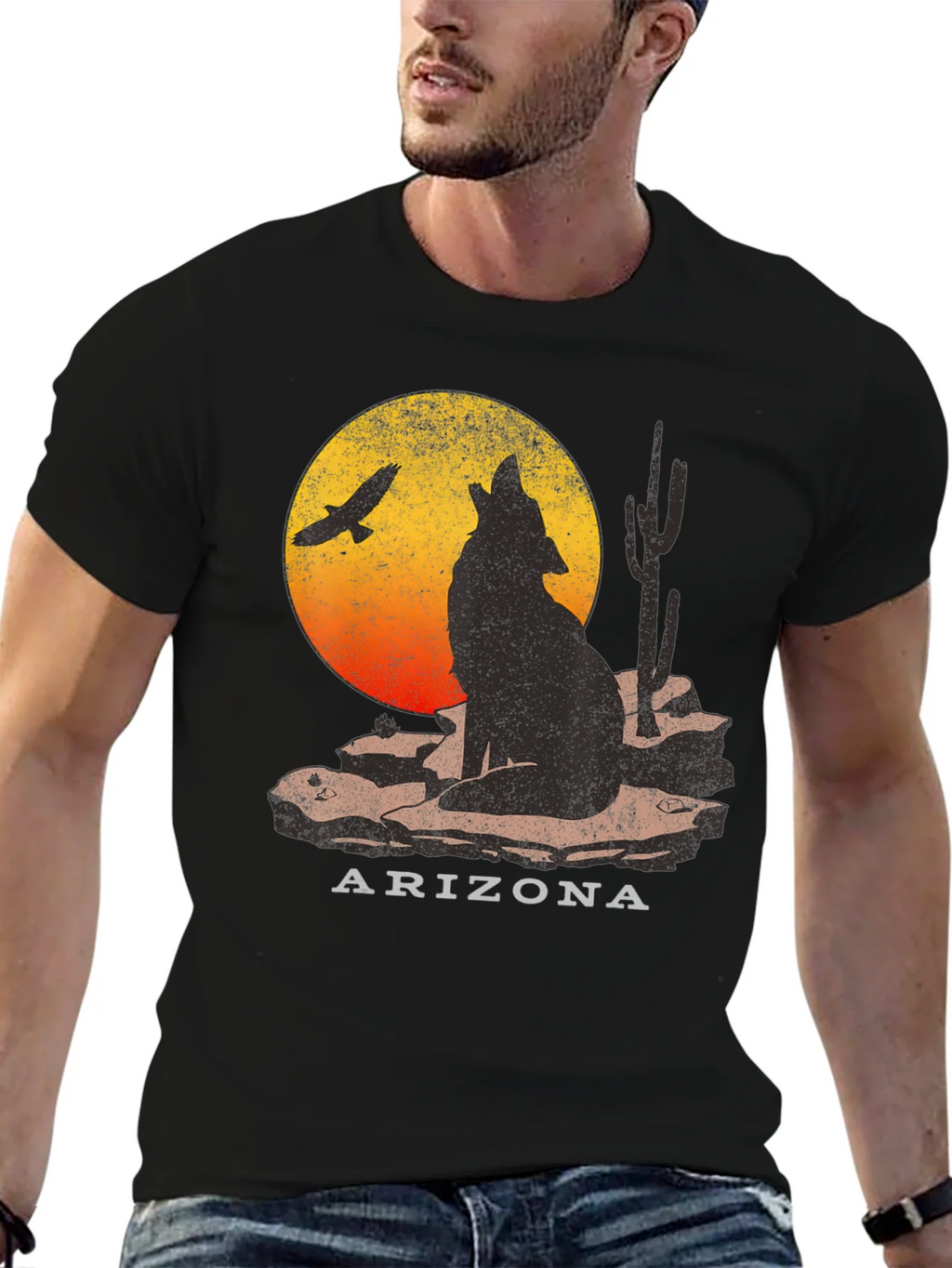 Arizona Desert Wolf Graphic T-Shirt product image 6