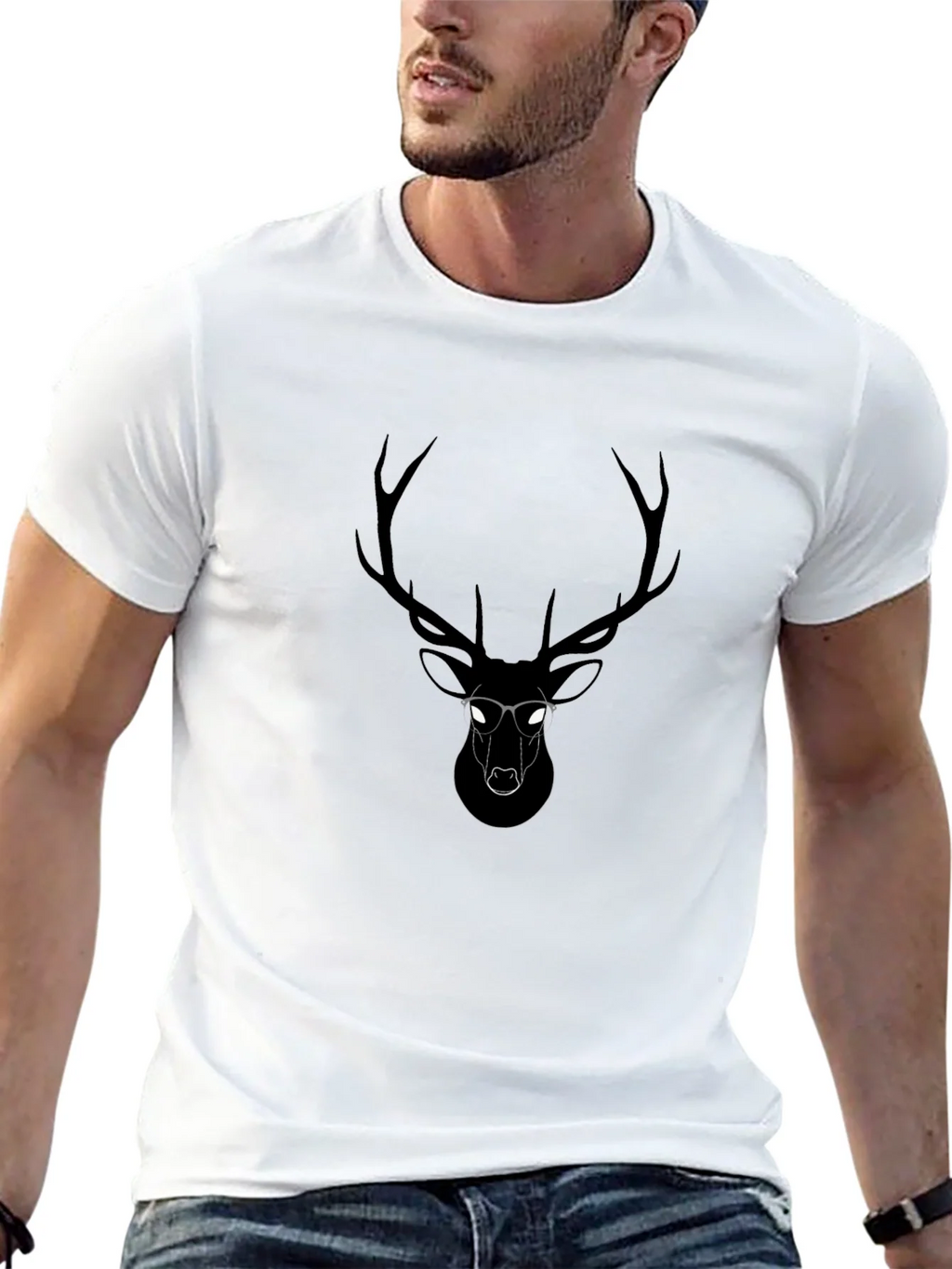 Cool Deer Graphic Black T-Shirt product image 10
