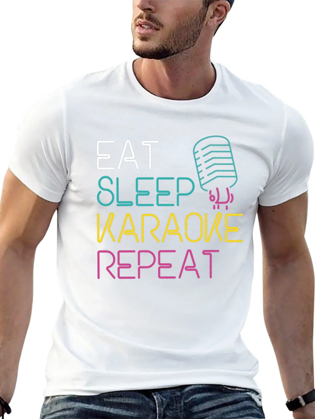 Eat Sleep Karaoke Repeat Graphic Tee product image 12