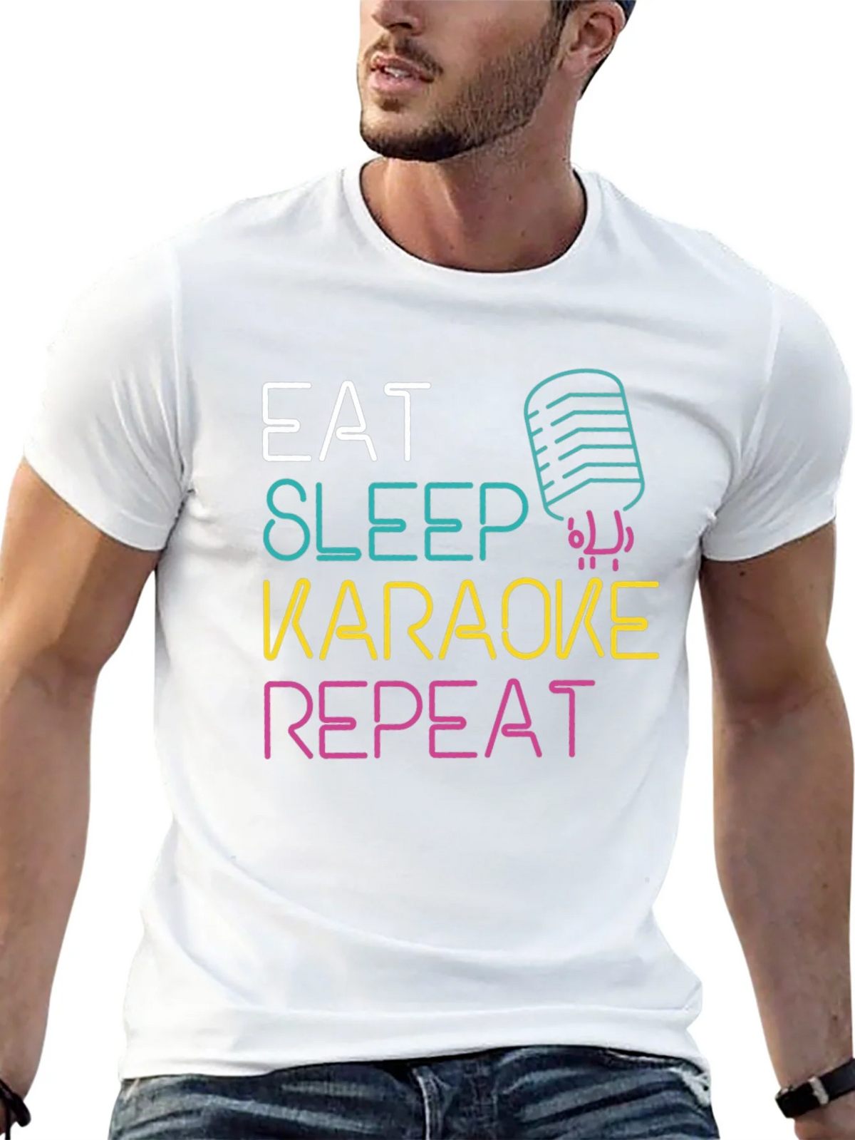 Eat Sleep Karaoke Repeat Graphic Tee product image 12