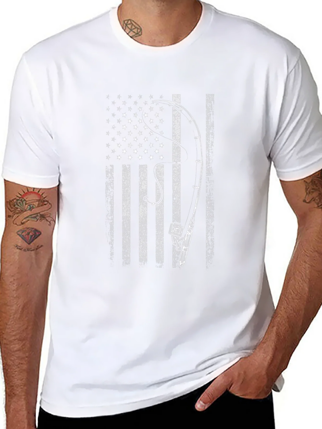 American Flag Fishing Rod T-Shirt product image 7