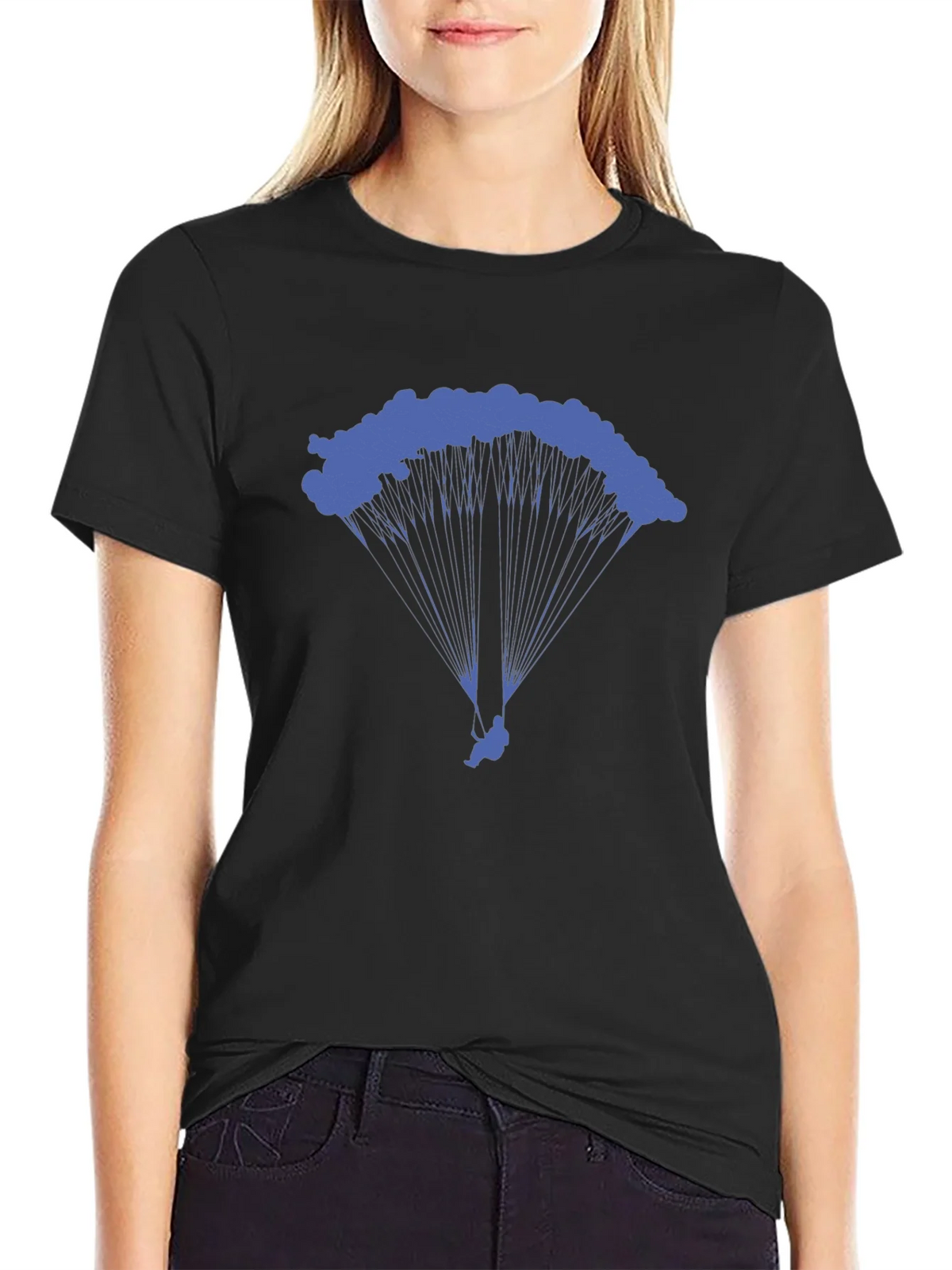 Skydiving Parachute Graphic Tee - Black Cotton T-Shirt product image 2