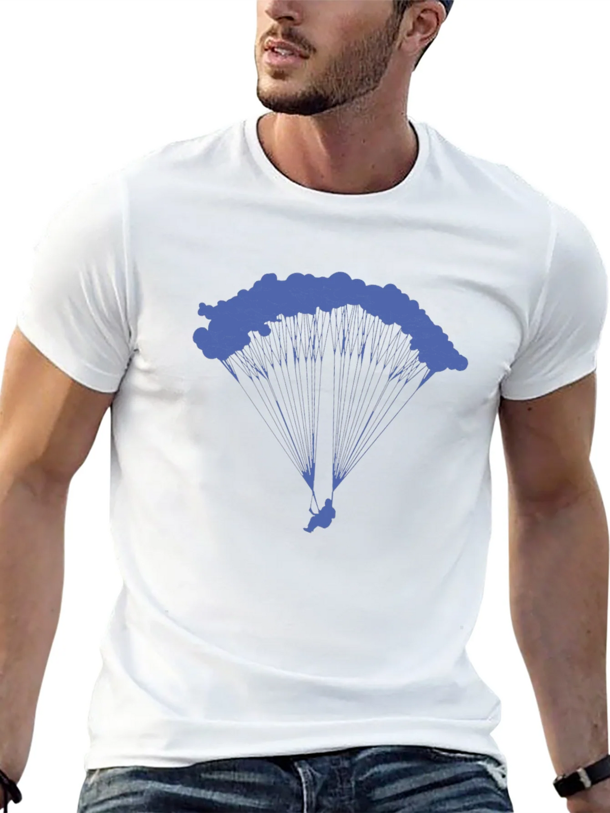 Skydiving Parachute Graphic Tee - Black Cotton T-Shirt product image 12