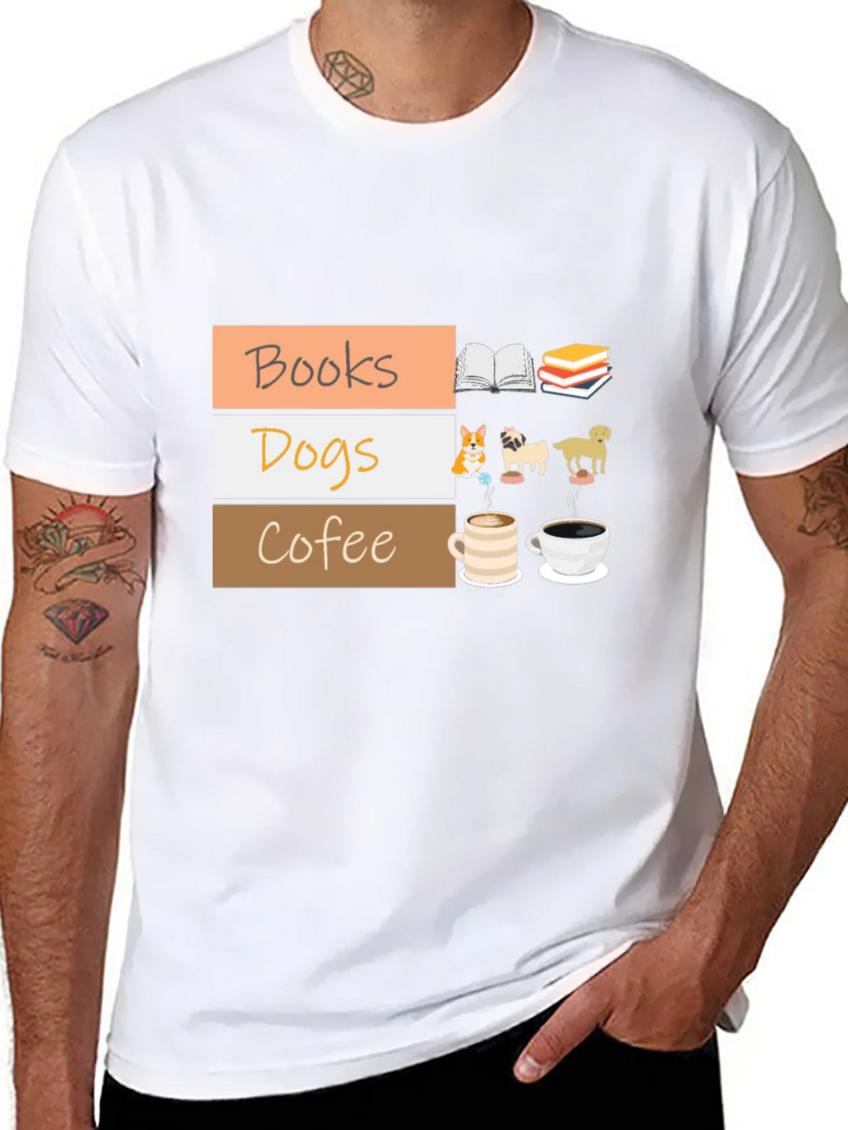 Books Dogs Coffee T-Shirt product image 3