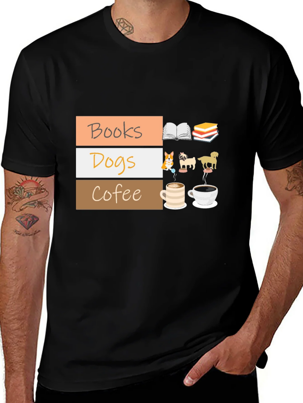 Books Dogs Coffee T-Shirt product image 1