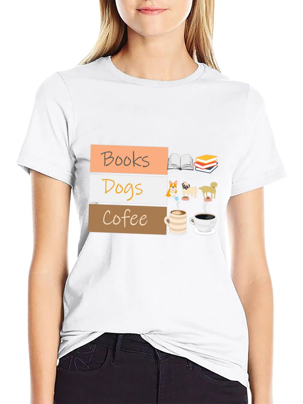 Books Dogs Coffee T-Shirt product image 4