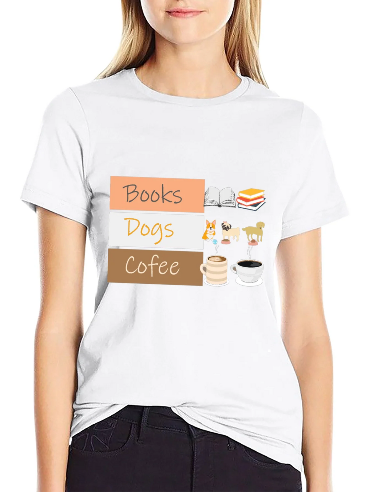 Books Dogs Coffee T-Shirt product image 4