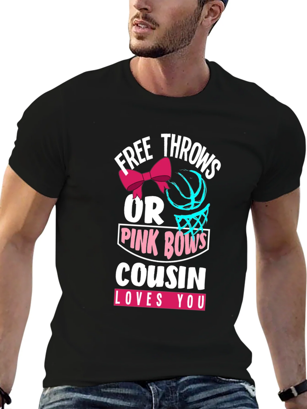 Free Throws or Pink Bows Cousin Loves You T-Shirt product image 6