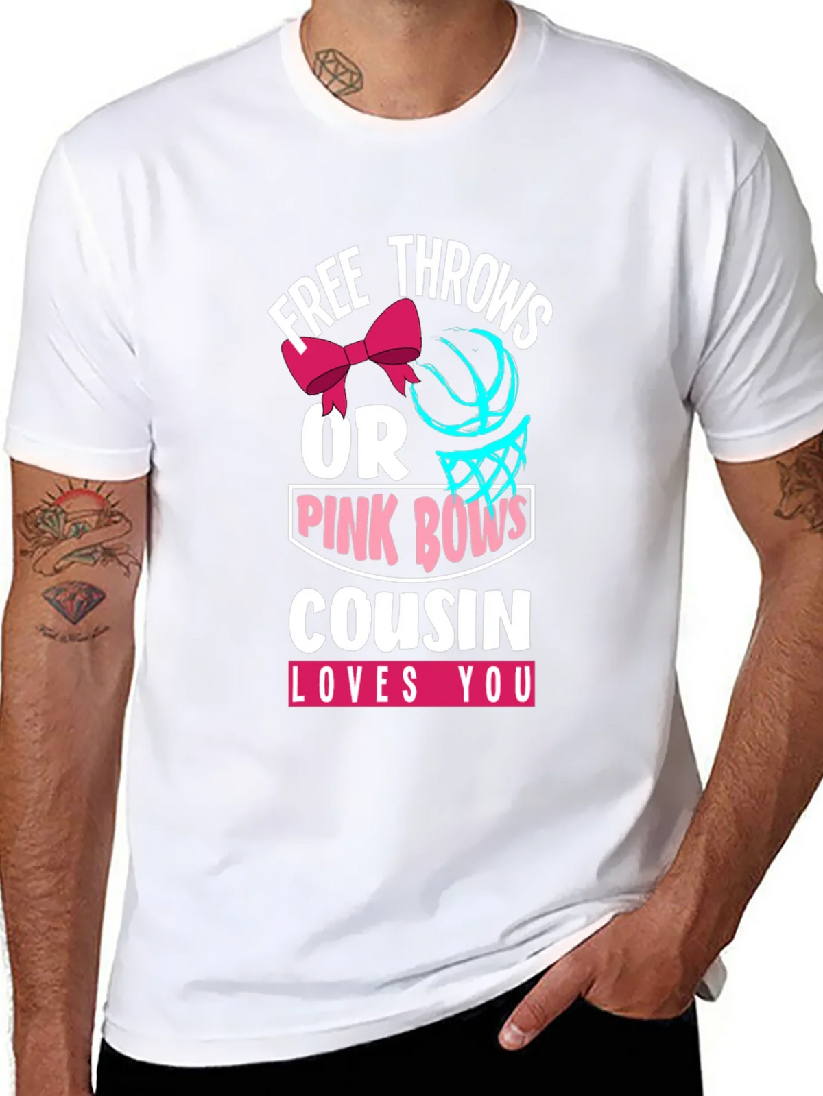 Free Throws or Pink Bows Cousin Loves You T-Shirt product image 7