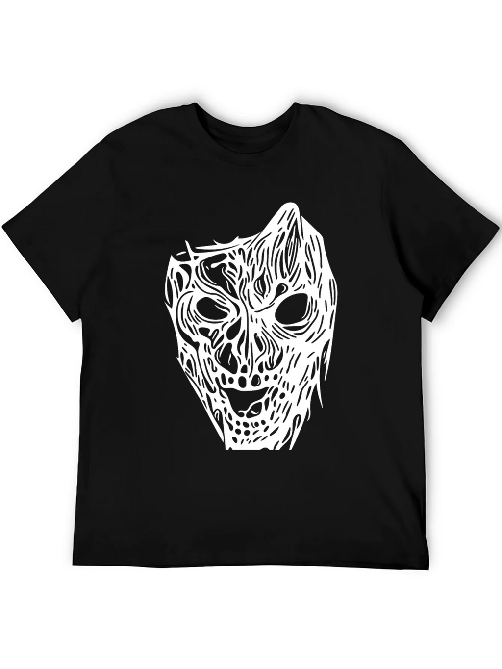 Horror Mask Graphic Tee - Black Cotton Shirt product image 5
