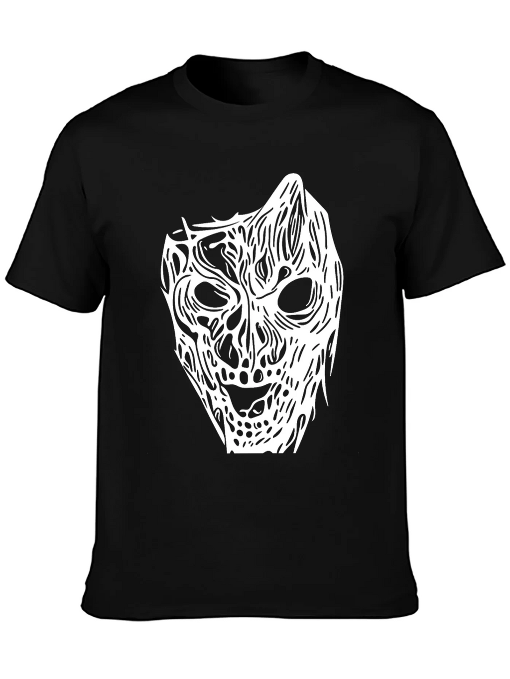 Horror Mask Graphic Tee - Black Cotton Shirt product image 3