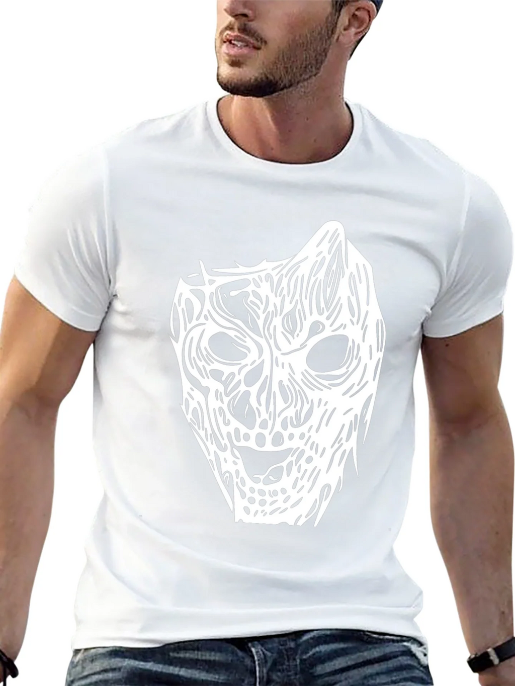 Horror Mask Graphic Tee - Black Cotton Shirt product image 12
