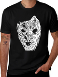 Horror Mask Graphic Tee - Black Cotton Shirt product image 1