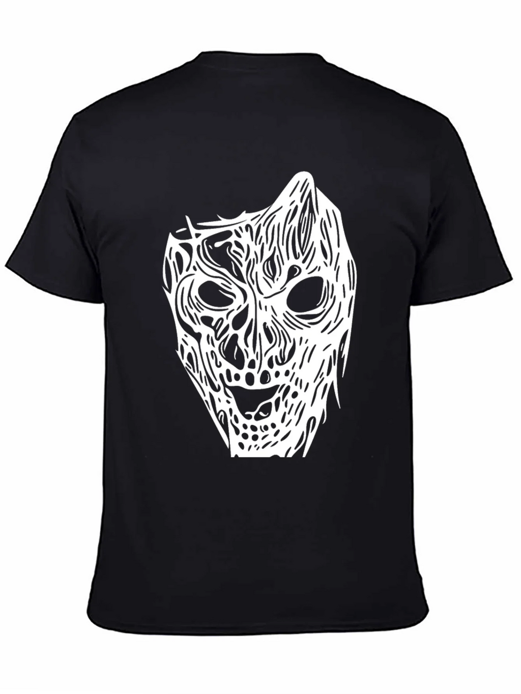 Horror Mask Graphic Tee - Black Cotton Shirt product image 4