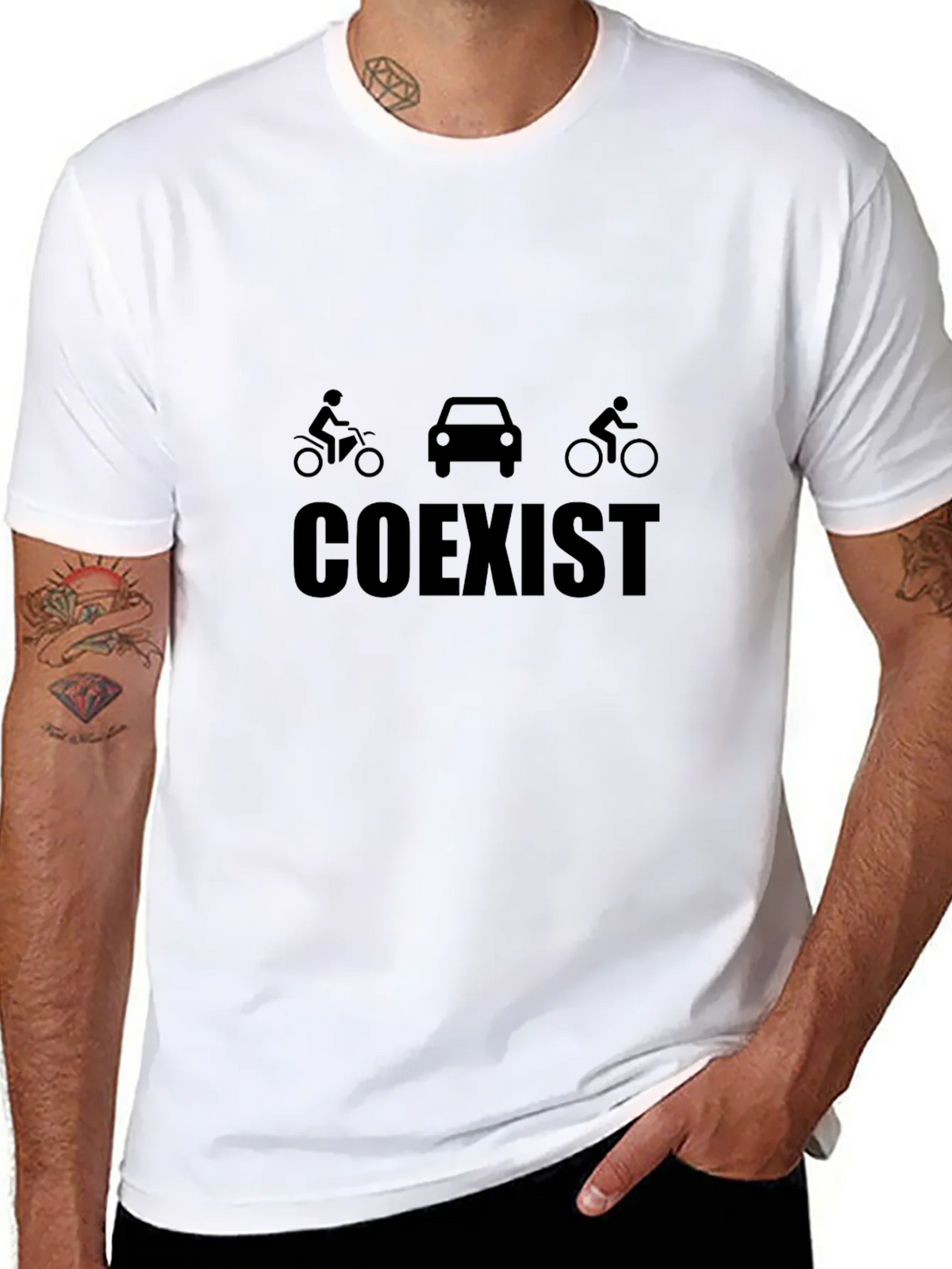 Coexist Graphic Tee - Black Cotton Blend Shirt product image 4